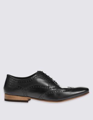 Leather Lace-up Wingtip Brogue Shoes
